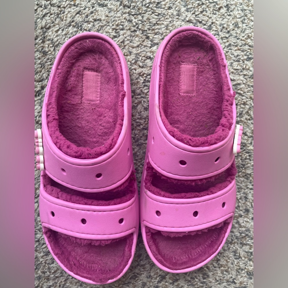 CROCS Bold Pink Plush Sandals - Picture 10 of 10